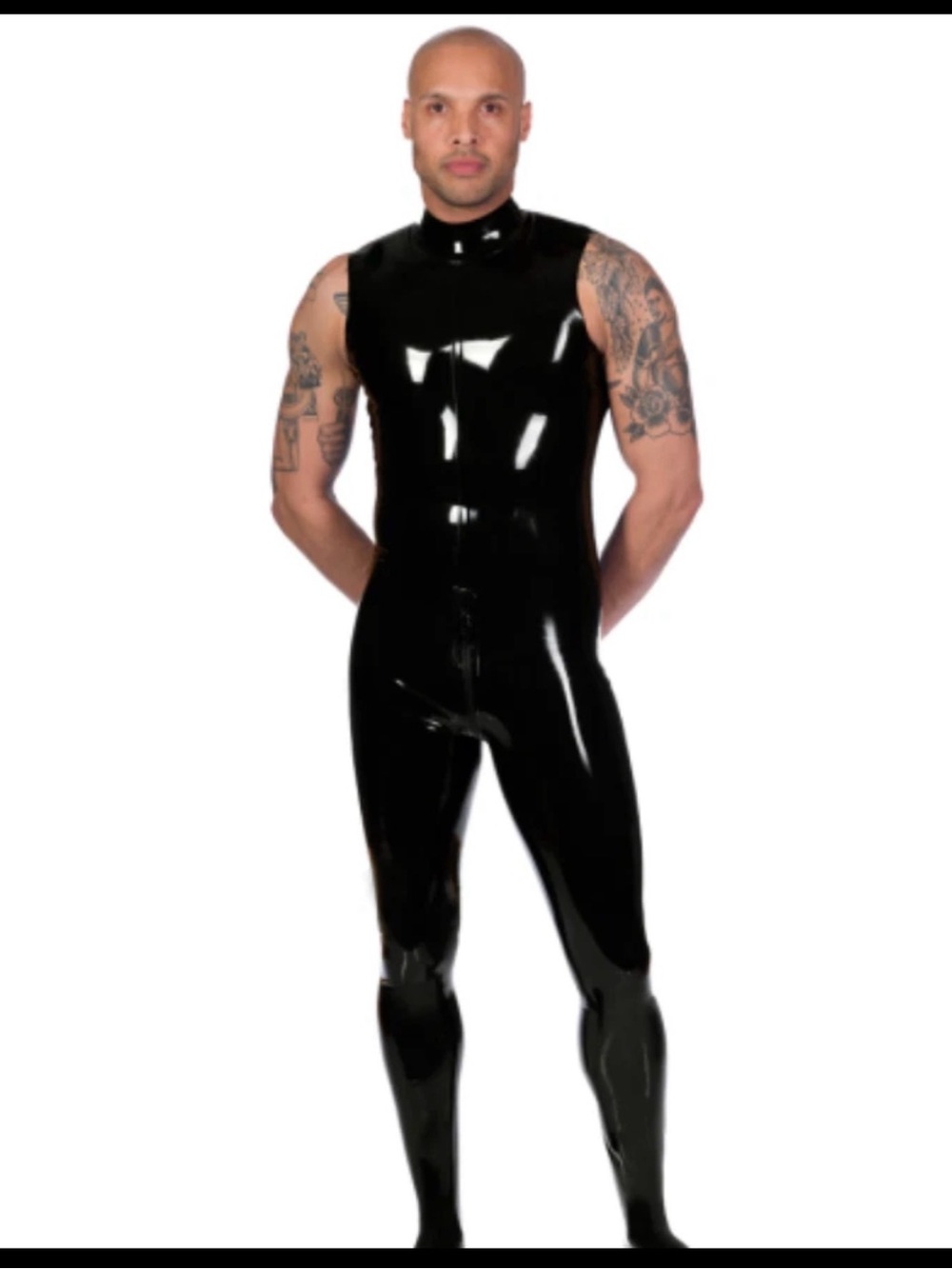 Men's Libidex Black Sleeveless Full-Body Latex Catsuit